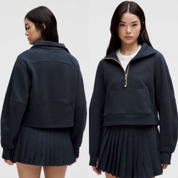 lululemon athletica Tops - NWT Lululemon Scuba Oversized Funnel-Neck Half Zip Gold Zipper True Navy XS/S